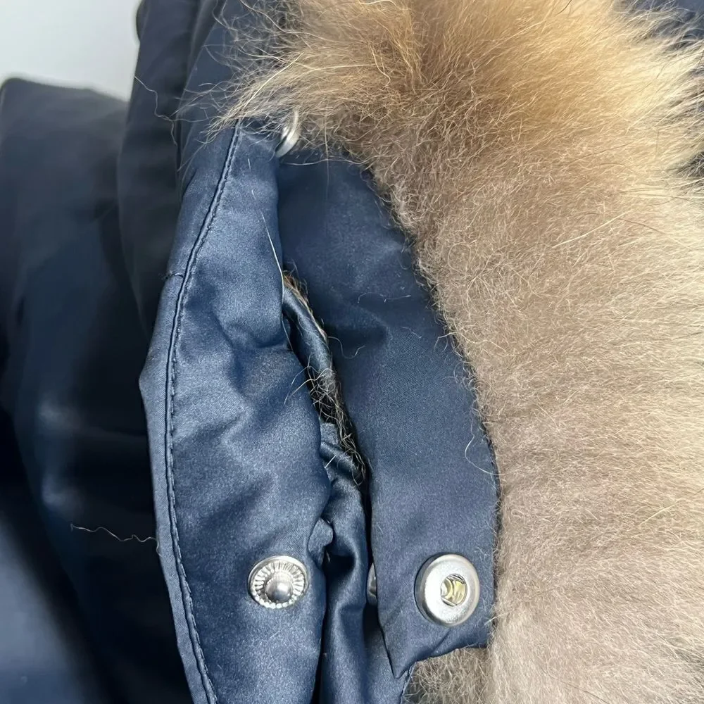 Cyrillus Paris Hooded Puffer Coat Down raccoon fur size 6